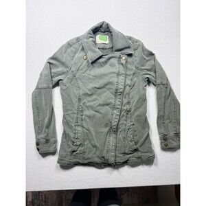 Anthropologie Utility Jacket Green Moto Military Style Cotton Blend Women’s S